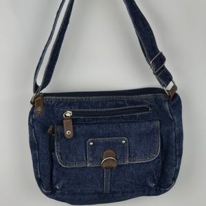 Blue Demin and Brown Handbag